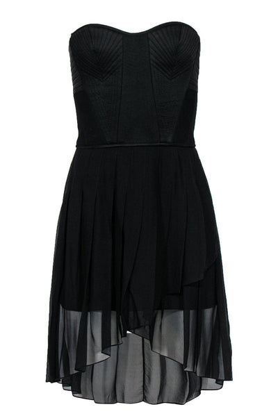 Current Boutique-BCBG Max Azria - Black Strapless Bustier-Style Strapless Fit & Flare Dress Sz 0