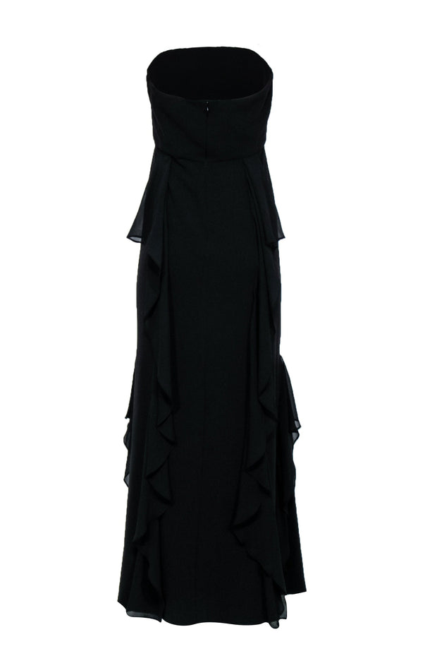 Current Boutique-BCBG Max Azria - Black Strapless Maxi Dress w/ Ruffles Sz M
