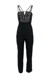 Current Boutique-BCBG Max Azria - Black Strappy Jumpsuit w/ Lace Bodice Sz M