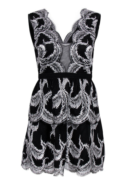 Current Boutique-BCBG Max Azria - Black & White Lace Fit & Flare Dress Sz 2