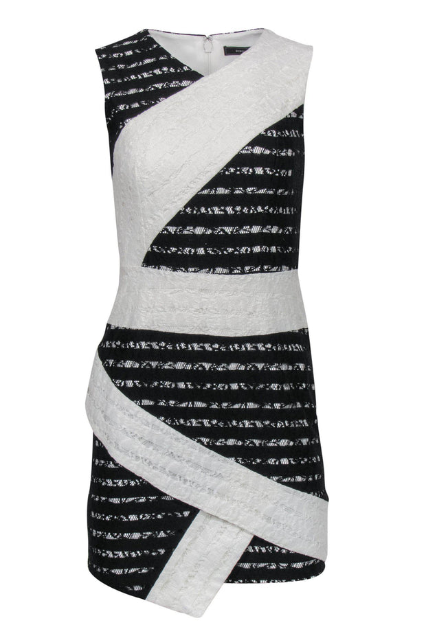 Current Boutique-BCBG Max Azria - Black & White Lace Sheath Dress Sz 2