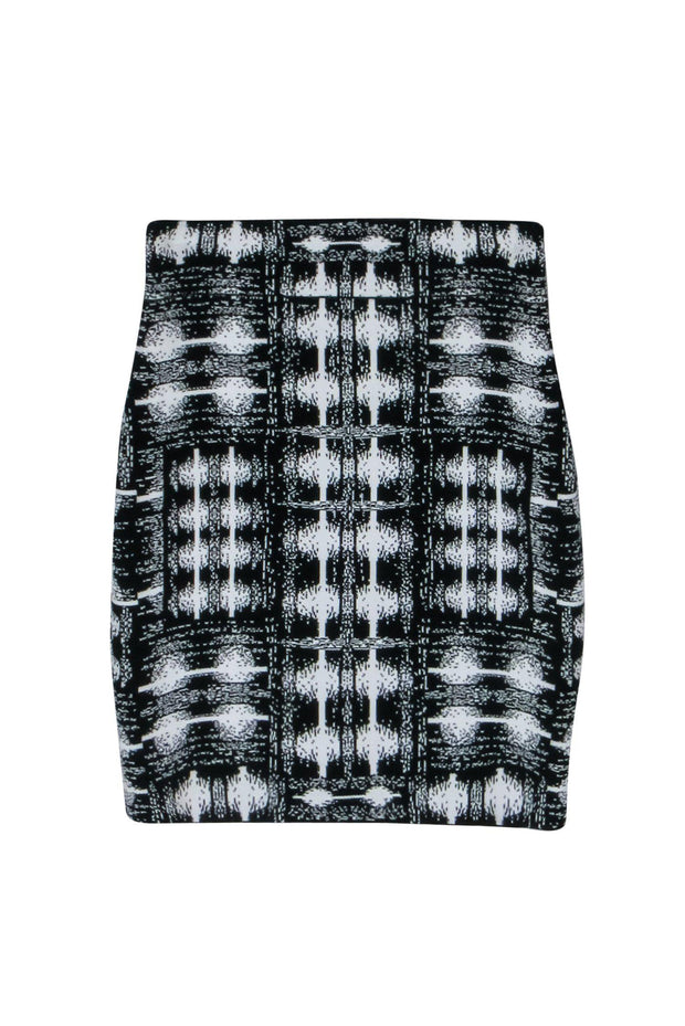 Current Boutique-BCBG Max Azria - Black & White Patterned Bandage Miniskirt Sz S
