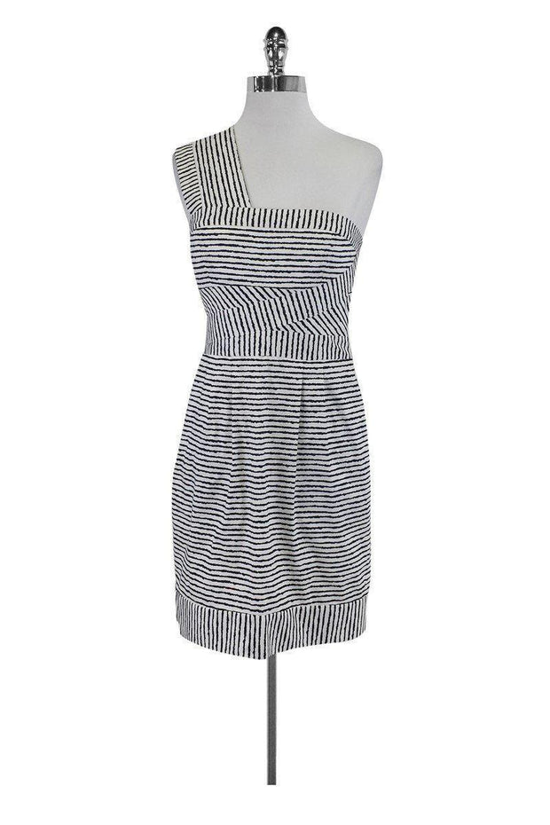 Current Boutique-BCBG Max Azria - Black & White Printed One Shoulder Dress Sz 4