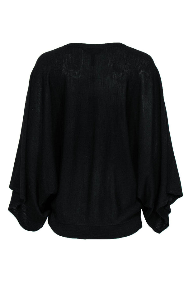 Current Boutique-BCBG Max Azria - Black Wool Knit Poncho-Style Sweater Sz S