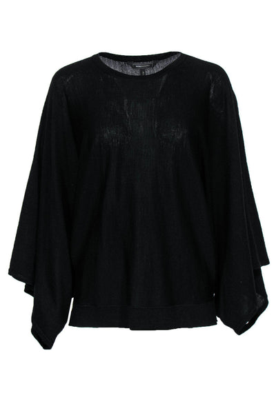 Current Boutique-BCBG Max Azria - Black Wool Knit Poncho-Style Sweater Sz S