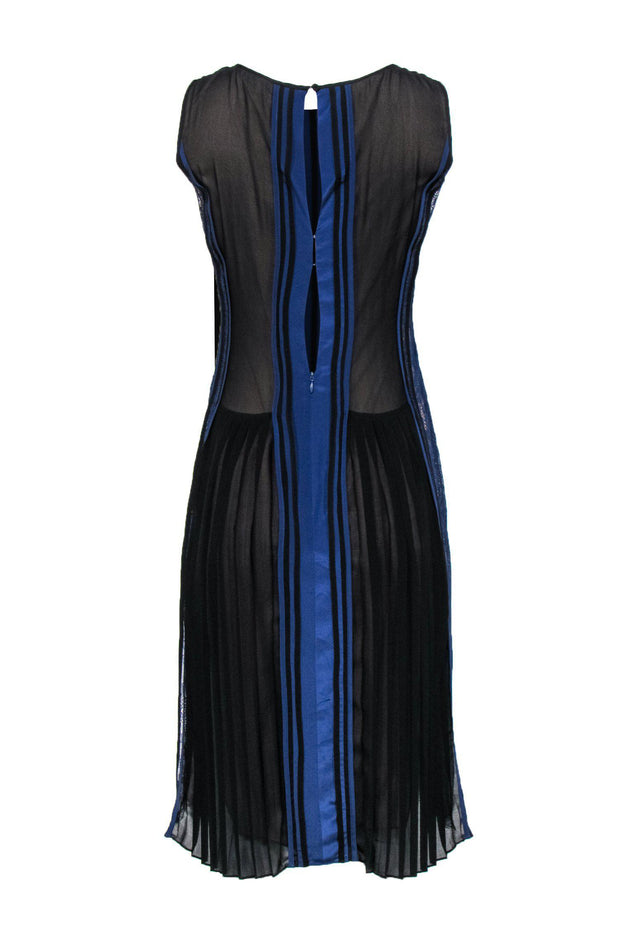 Current Boutique-BCBG Max Azria - Blue & Black Lace Trimmed Stripe Tank Dress Sz XXS