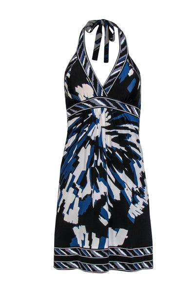 Current Boutique-BCBG Max Azria - Blue, Black & White Printed Halter Dress Sz XXS
