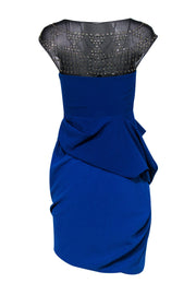 Current Boutique-BCBG Max Azria - Blue Draped Sheath Dress w/ Studs Sz 2