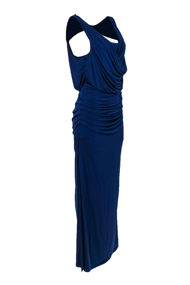 Current Boutique-BCBG Max Azria - Blue Draped Sleeveless Gown w/ Back Cutout Sz L