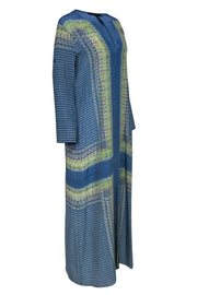 Current Boutique-BCBG Max Azria - Blue & Green Printed Silk Maxi Dress Sz M