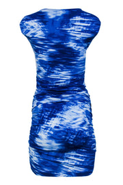 Current Boutique-BCBG Max Azria - Blue Marbled Ruched Dress w/ Side Zipper Sz S