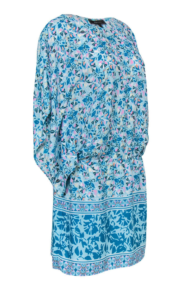 Current Boutique-BCBG Max Azria - Blue & Multi Pastel Cinch Waist Dress Sz S