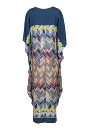 Current Boutique-BCBG Max Azria - Blue & Multicolor Chevron Print High-Low Maxi Dress Sz M/L
