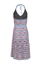 Current Boutique-BCBG Max Azria - Blue & Multicolor Chevron Ribbed Knit Halter Dress Sz XS