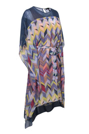 Current Boutique-BCBG Max Azria - Blue & Multicolored Chevron Print Kaftan-Style Dress w/ Tie Sz S
