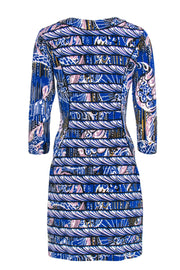 Current Boutique-BCBG Max Azria - Blue Printed Paneled Sheath Dress w/ Cropped Sleeves Sz S