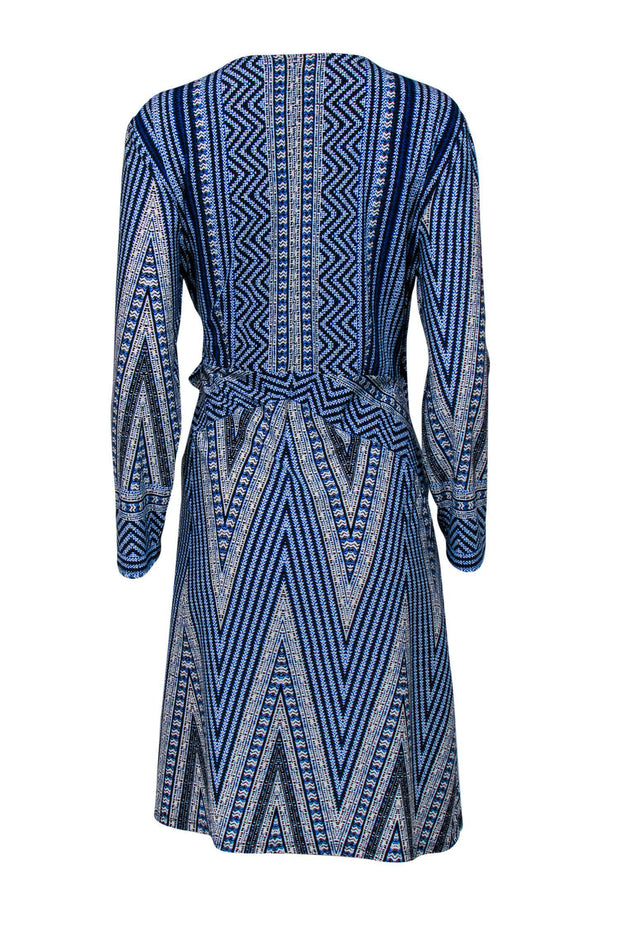 Current Boutique-BCBG Max Azria - Blue Printed Wrap Dress Sz L