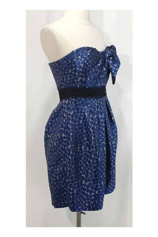 Current Boutique-BCBG Max Azria - Blue & Silver Circles Strapless Dress Sz 12