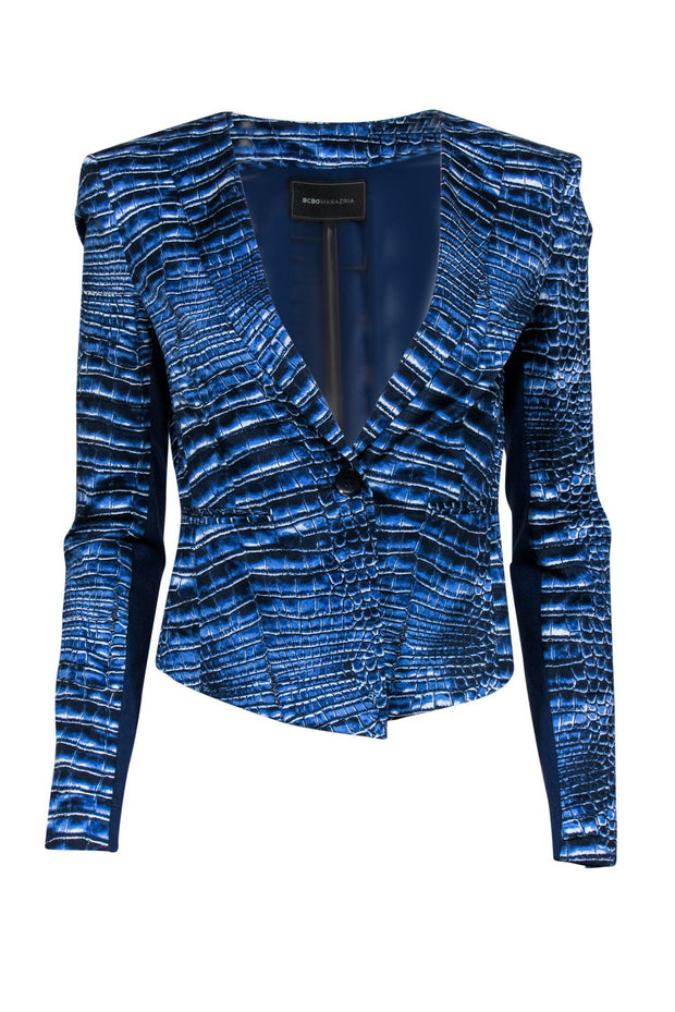Current Boutique-BCBG Max Azria - Blue Snakeskin Print Blazer Sz XS