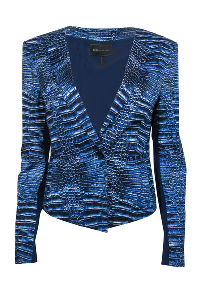 Current Boutique-BCBG Max Azria - Blue Snakeskin Printed Blazer Sz M