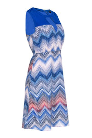 Current Boutique-BCBG Max Azria - Blue & White Zig-Zag Print Sleeveless Dress Sz 4