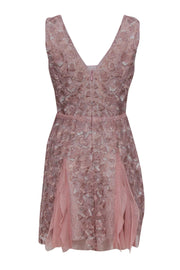 Current Boutique-BCBG Max Azria - Blush Flora Metallic Lace Sleeveless Sheath Dress w/ Mesh Paneling Sz 8