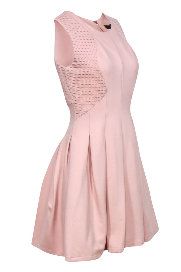Current Boutique-BCBG Max Azria - Blush Stretch Knit & Mesh Pleated Dress Sz S