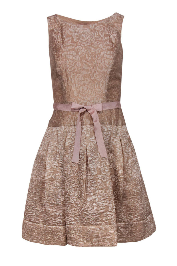 Current Boutique-BCBG Max Azria - Blush Tan Floral Textured "Delphine" Dress Sz 0