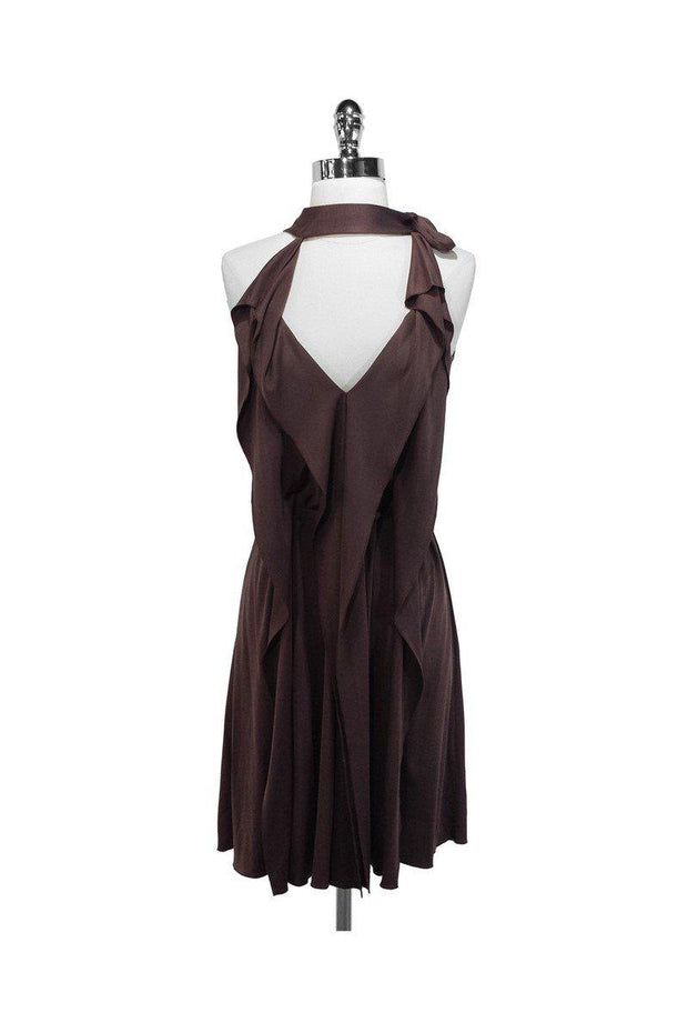 Current Boutique-BCBG Max Azria - Brown Silk Draped Dress Sz XXS