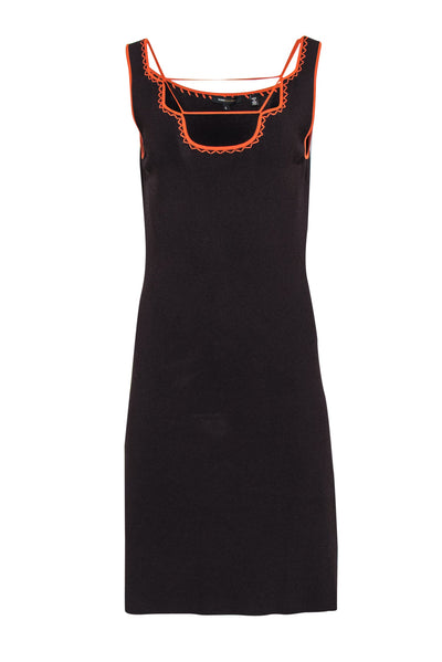 Current Boutique-BCBG Max Azria - Brown Sleeveless Midi Dress w/ Orange Trim Sz L