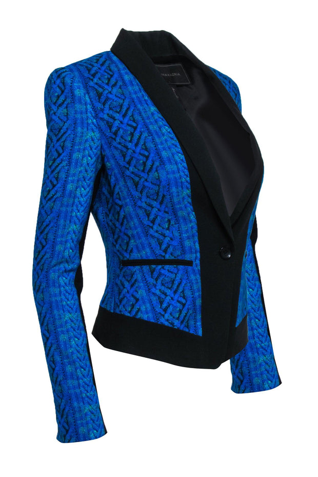 Current Boutique-BCBG Max Azria - Cobalt Blue & Black Printed Blazer Sz XXS