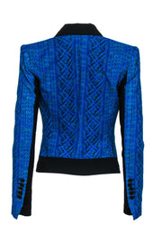 Current Boutique-BCBG Max Azria - Cobalt Blue & Black Printed Blazer Sz XXS