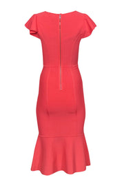 Current Boutique-BCBG Max Azria - Coral Cap Sleeve Midi Dress w/ Peplum Hem Sz S