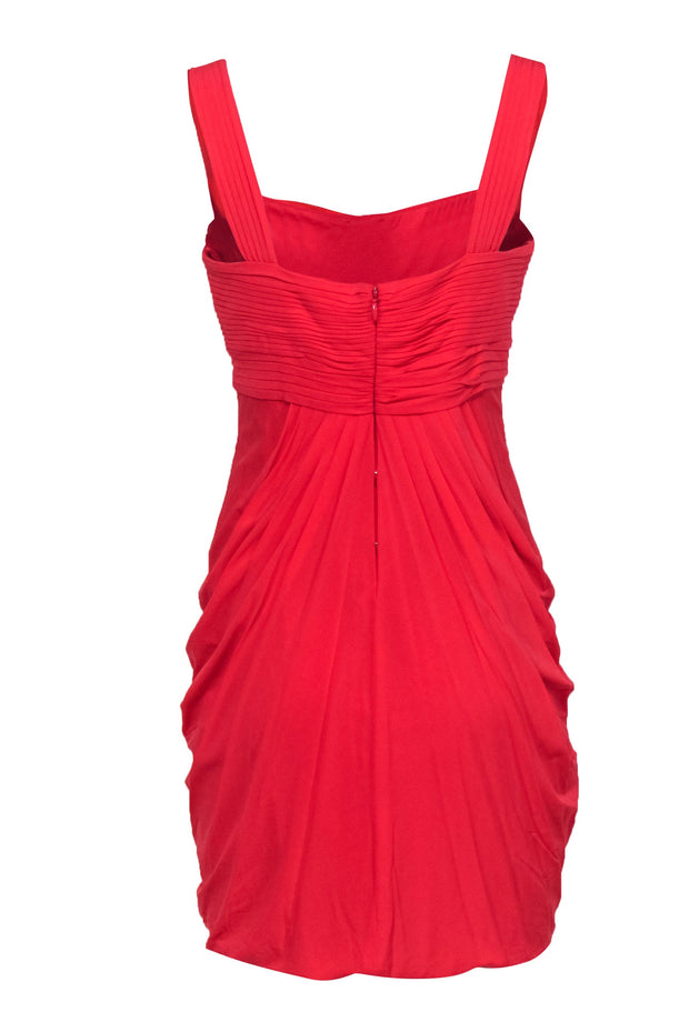 Current Boutique-BCBG Max Azria - Coral Pleated Bodice Draped Skirt Sleeveless Mini Dress Sz M