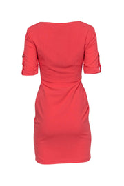 Current Boutique-BCBG Max Azria - Coral Square-Neck Sheath Dress w/ Cuffed Sleeves Sz 2