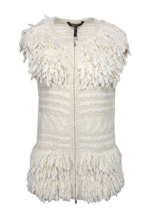 Current Boutique-BCBG Max Azria - Cream Wool Blend Knit Vest Sz S