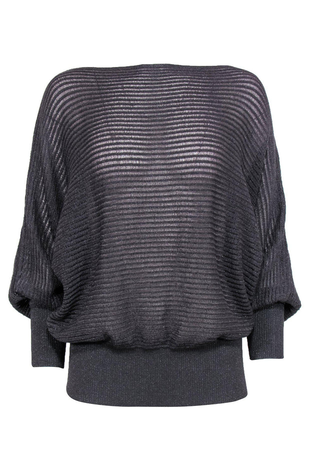 Current Boutique-BCBG Max Azria - Dark Grey Sparkly Dolman Sleeve Sweater Sz M