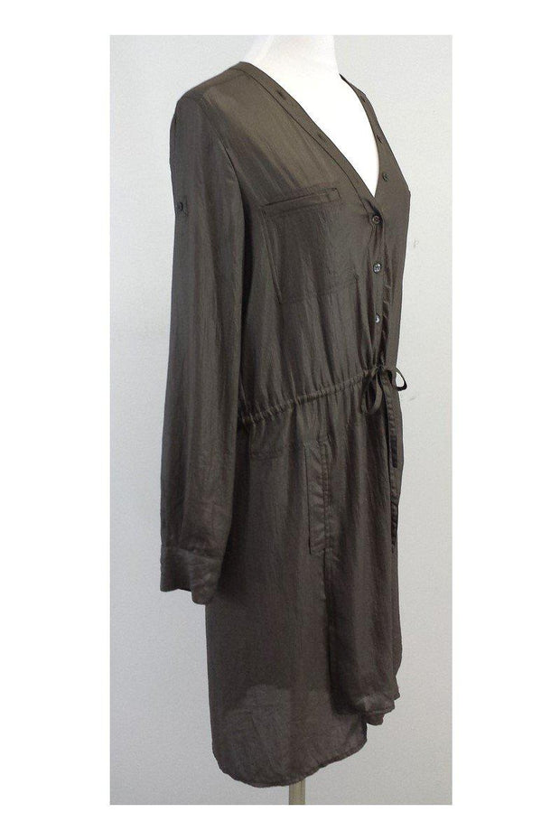 Current Boutique-BCBG Max Azria - Dusty Olive Long Sleeve Shirt Dress Sz S