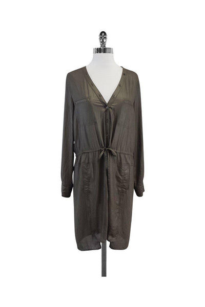 Current Boutique-BCBG Max Azria - Dusty Olive Long Sleeve Shirt Dress Sz S