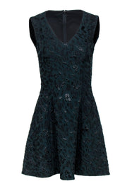 Current Boutique-BCBG Max Azria - Emerald Green Sparkly Leopard Print Sleeveless Fit & Flare Dress Sz 0