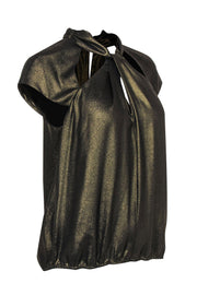 Current Boutique-BCBG Max Azria - Gold Cap Sleeve Top w/ Cutouts Sz M