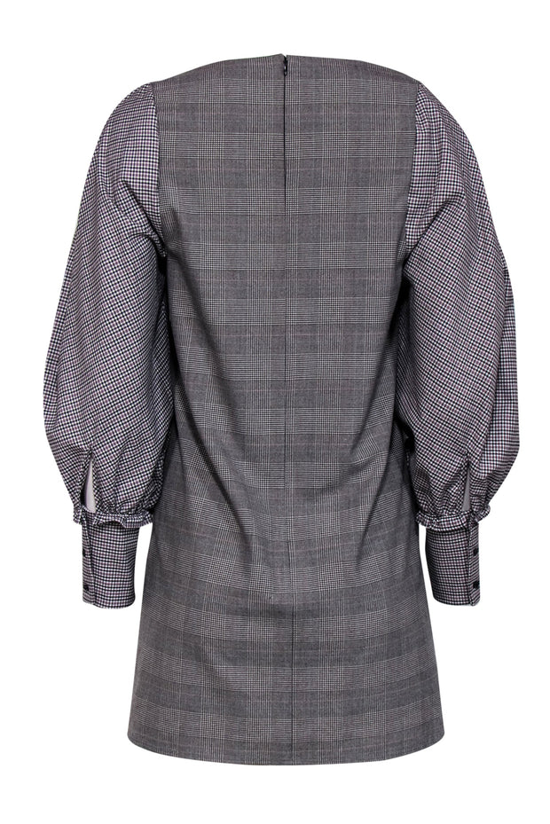 Current Boutique-BCBG Max Azria - Gray & Purple Plaid Long Sleeve Shift Dress Sz XXS