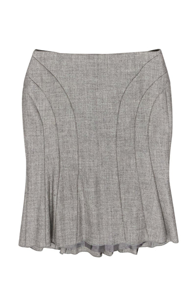 Current Boutique-BCBG Max Azria - Grey Wool Scalloped Seam Skirt Sz 2