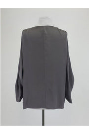 Current Boutique-BCBG Max Azria - Grey Wrap Blouse w/ Ruched Sleeves Sz M