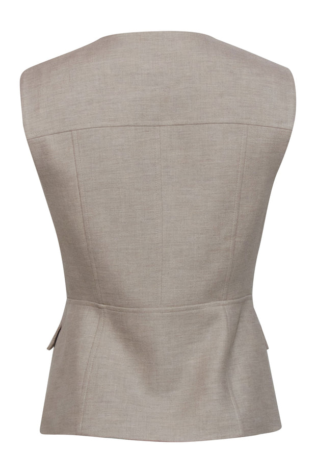 Current Boutique-BCBG Max Azria - Khaki Woven Cotton Zip-Up Vest Sz S