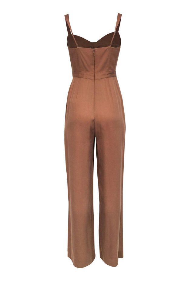 Current Boutique-BCBG Max Azria - Light Brown Sleeveless Wide Leg Lace-Up Jumpsuit Sz 4