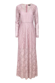 Current Boutique-BCBG Max Azria - Light Pink Floral Lace Long Sleeve Gown Sz 10