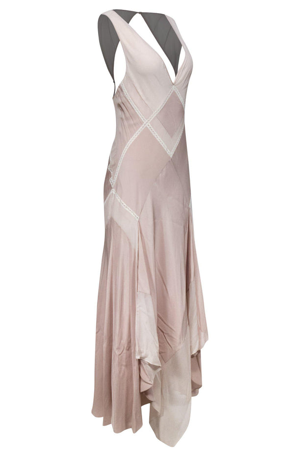 Current Boutique-BCBG Max Azria - Light Pink Silk Gown w/ Lace Trim Sz 2