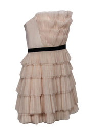 Current Boutique-BCBG Max Azria - Light Pink Strapless Pleated Tiered Fit & Flare Dress Sz 12