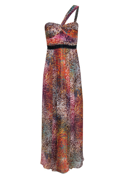Current Boutique-BCBG Max Azria - Multicolor Printed Metallic One-Shoulder Gown Sz 8